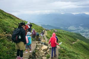 Hiking to Happo Ike in a Japanese style, near Hakuba in the Japan Alps