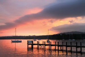 Windermere winter sunset at Waterhead